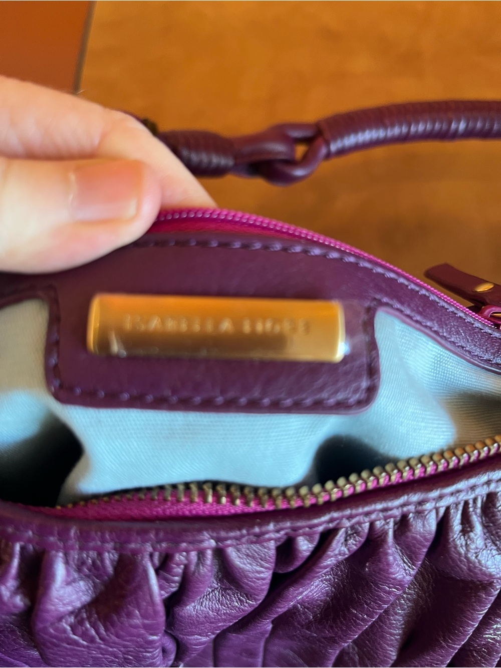 ISABELLA FIORI, purple all clean , cinched shoulder bag, NWT - Picture 8 of 10